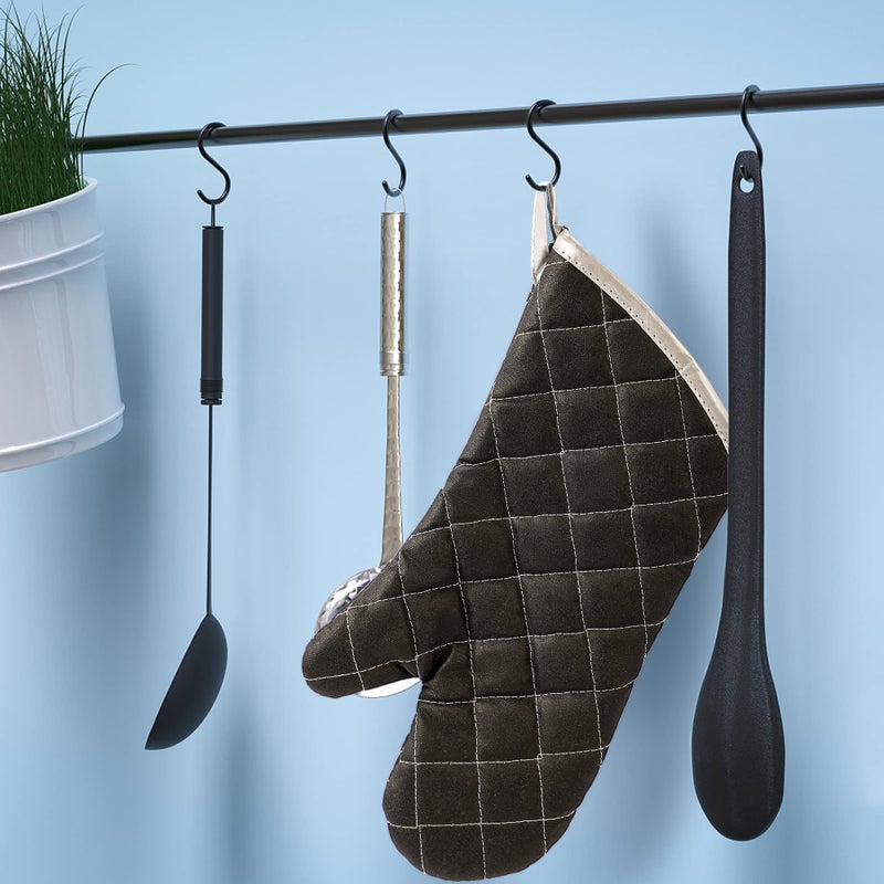 ARCLIBER Oven Mitts Heat Fire Resistant Oven Mitts 425 Â° F, Quilted Terry Cloth Cotton Soft Lining Oven Gloves, Extra Long Kitchen Mittens for Cooking Baking - Image 5